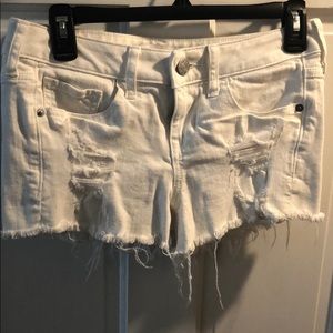 Express distressed white shorts